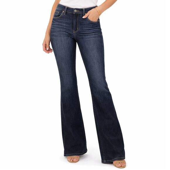 Judy Blue Denim - Judy Blue Flare Jeans Dark Wash Mid Rise Stretch 7 28 Classic Retro